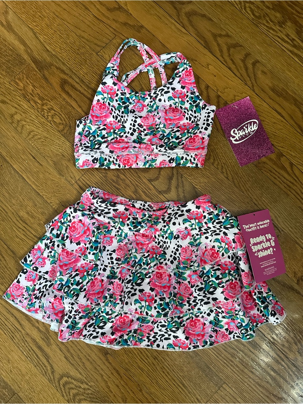 NWT Sparkle Plum sweetie pie bra top & ruffle skort girls size 7/8 - Picture 2 of 8